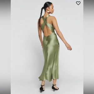 Reformation Cassette Silk Dress in Artichoke, size 4